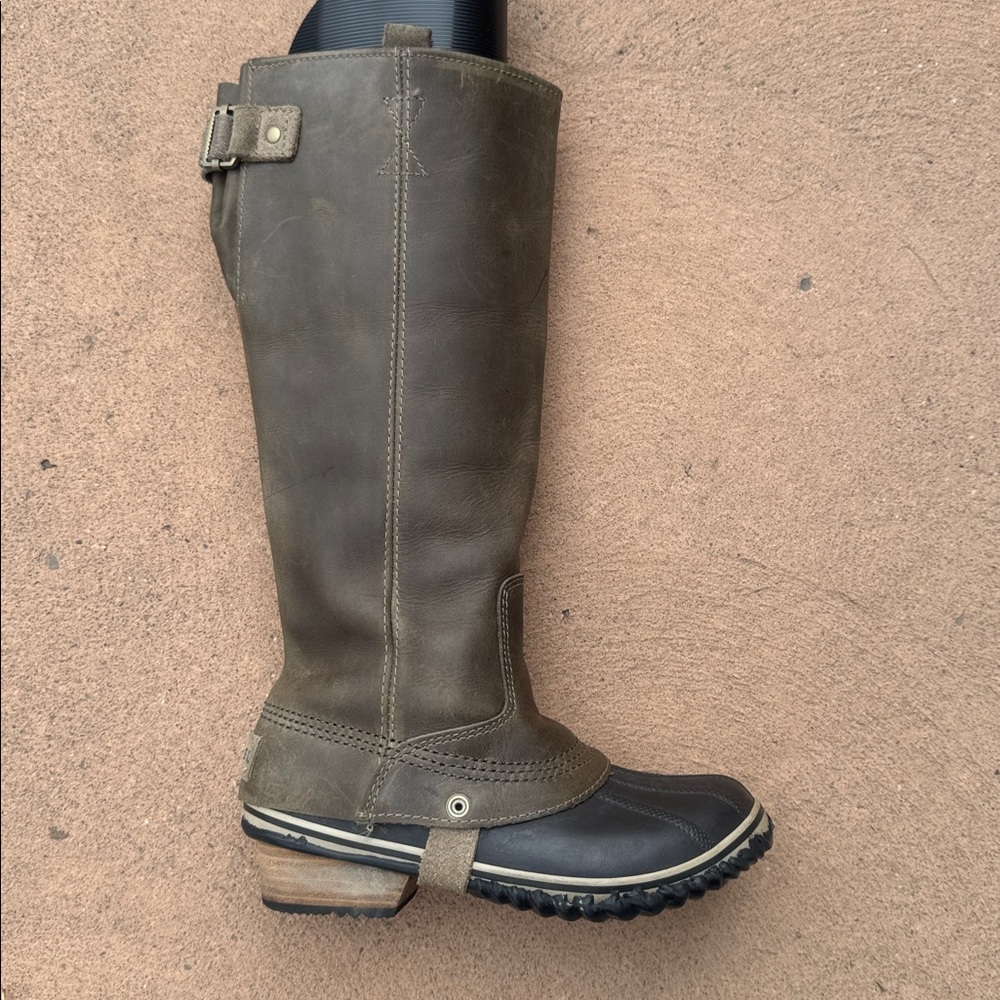 Sorel Tivoli II Tall Waterproof Winter Boots Green Leather Rubber Size 6.5 - Picture 8 of 16